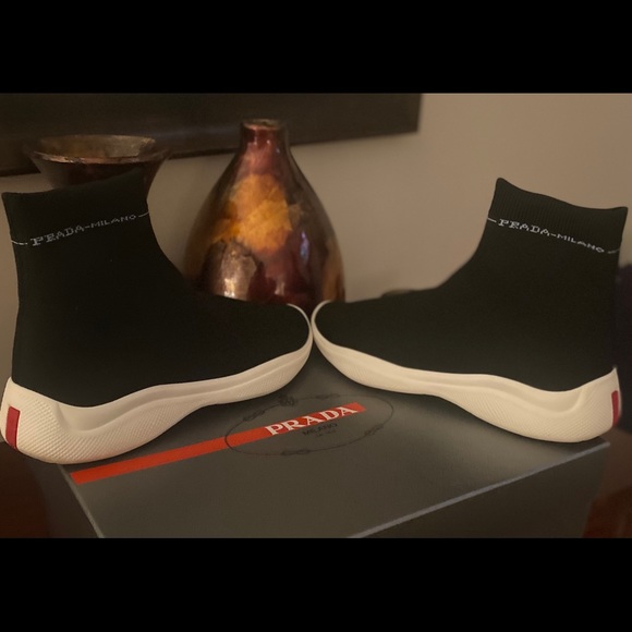 AUTHENTIC PRADA BLACK AND WHITE SOCK SHOES!!!! - Picture 1 of 6